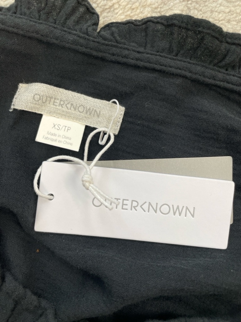 NWT Outerknown Odyssey Gauzy Cotton Midi Dress Black Boho Sz XS - Picture 9 of 14